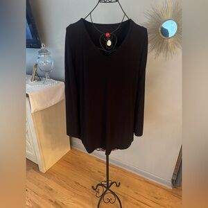 Susan Graver Black Long Sleeve Blouse